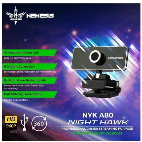 itstore NYK Nemesis A80 A90 Night Hawk Streamer Webcam Gaming HD 960P 1080P