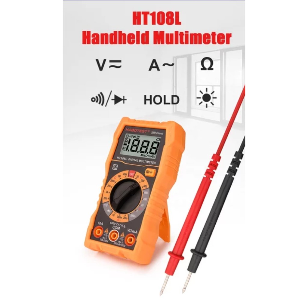 Multitester Multimeter Avometer Digital Habotest HT108L Voltase Meter Ohm AC DC 600V Amper Resistans