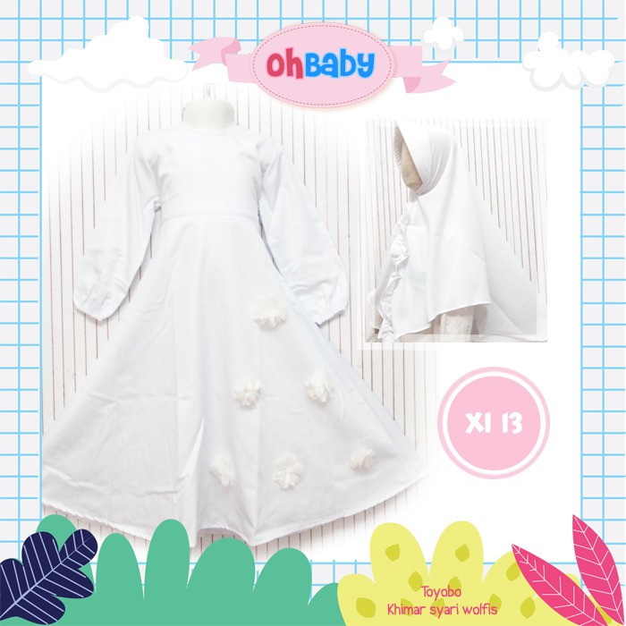 Gamis Putih Anak Payung Syari Oh Baby