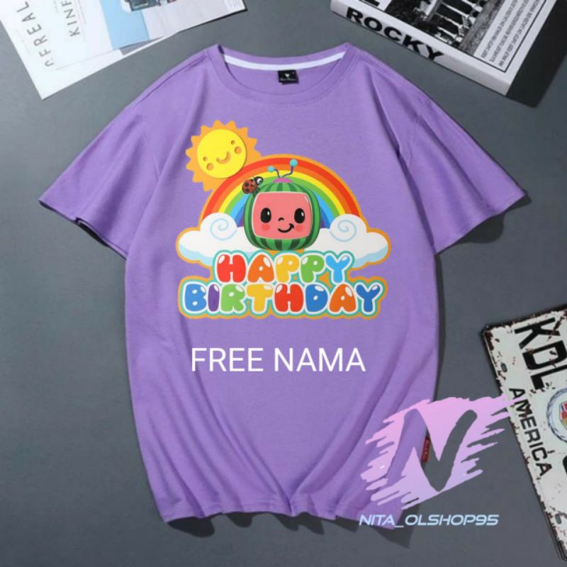 kaos anak cocomelon birthday gratis nama