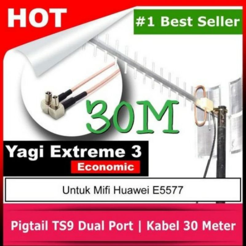 Antena Orbit Max S Yagi Extreme 3 Exonomic Kabel 30 Metera Pigtail TS9 Dual Port
