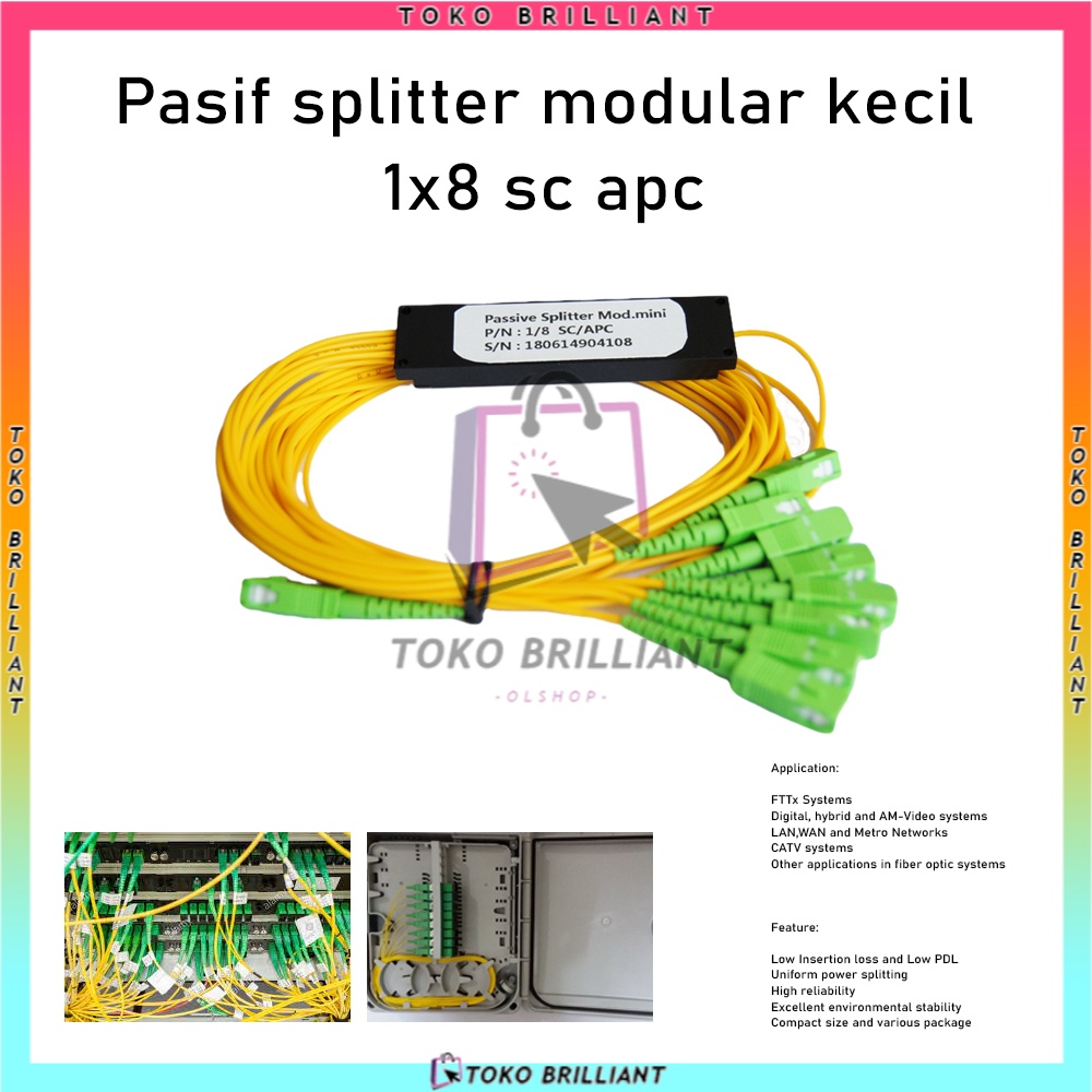 [Bisa COD] Passive Splitter 1:8 Mini Modular SC APC No Brand Fiber Optik