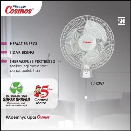 Cosmos Wall Fan 12&quot; 12CWF Kipas Angin Dinding Tembok 12 inch 12 CWF