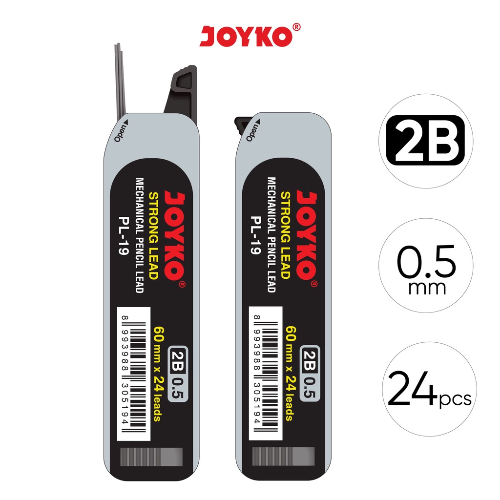 

Isi Pensil Mekanik Pencil Lead Joyko PL-19 2B 0.5 mm 24Pcs Strong Lead