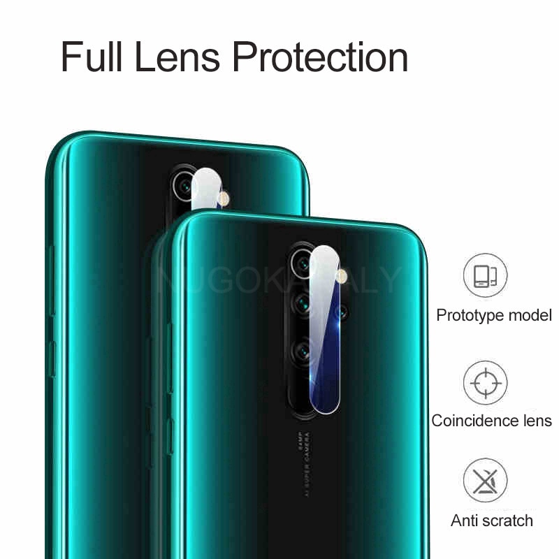 For Xiaomi Mi Redmi Note 8 Pro Camera Lens Metal Ring Protector+Tempered Glass