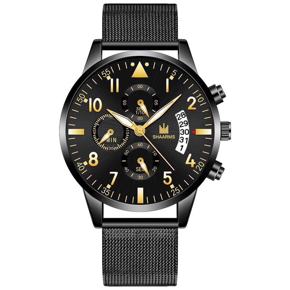 SHARMS Jam tangan pria Water Resistant Stainless Steel tali pasir WATCH Quartz