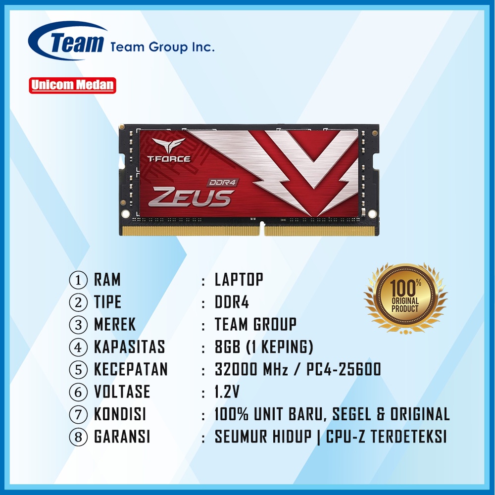 RAM LAPTOP TEAM GROUP DDR4 8GB 3200MHZ