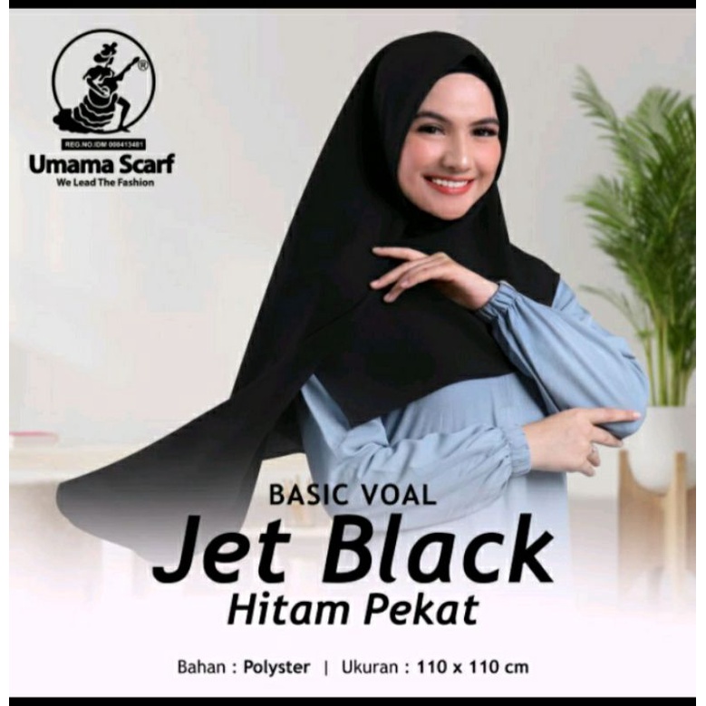 Jilbab segi empat basic voal khusus hitam umama