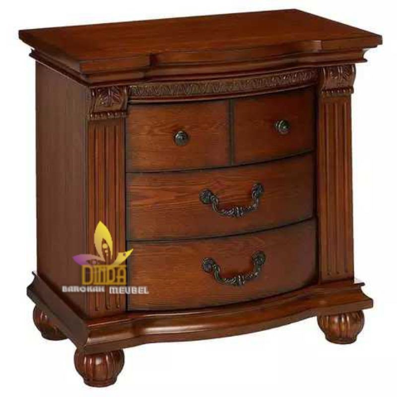 NAKAS LACI PENYIMPANAN CLASIK KAYU JATI, MEJA LACI SUDUT KAMAR TIDUR