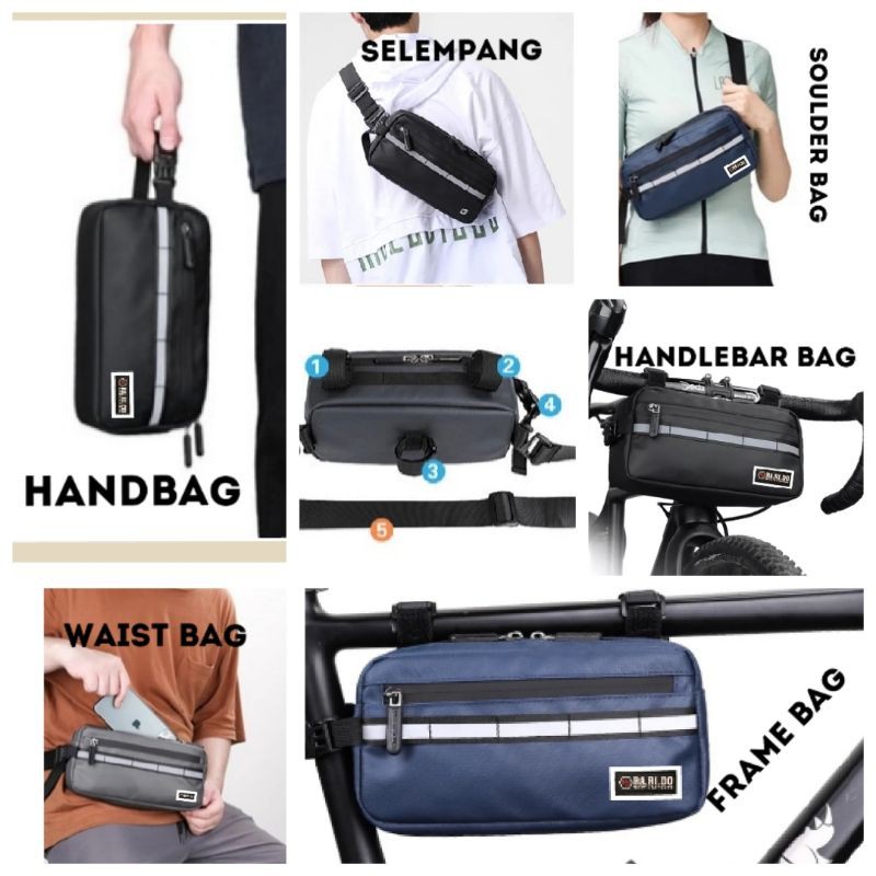 tas sepedah frame handlebar 4in1 serbaguna waistbag soulderbag handbag