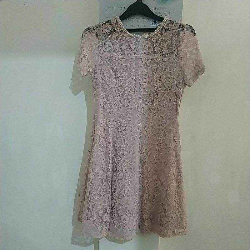 Dress Chic Simple Warna Pink Salem