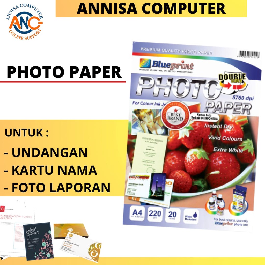 

Kertas Photo Glossy / Kertas Photo / Paper Glossy Double Side 220gsm