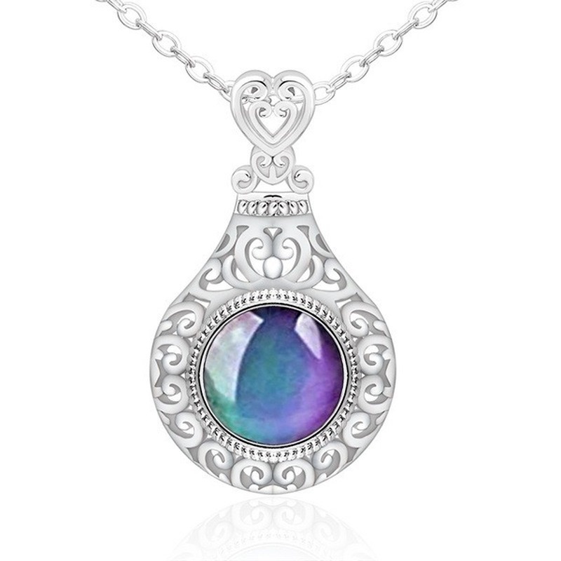 [Ready Stock]Fashion Creative Color Changing Temperature Sensing Pendant Hollow Necklace