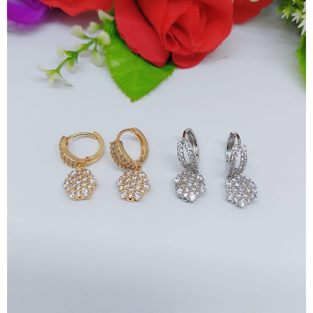 Anting Xuping Permata Lapis Emas Silver.Gold