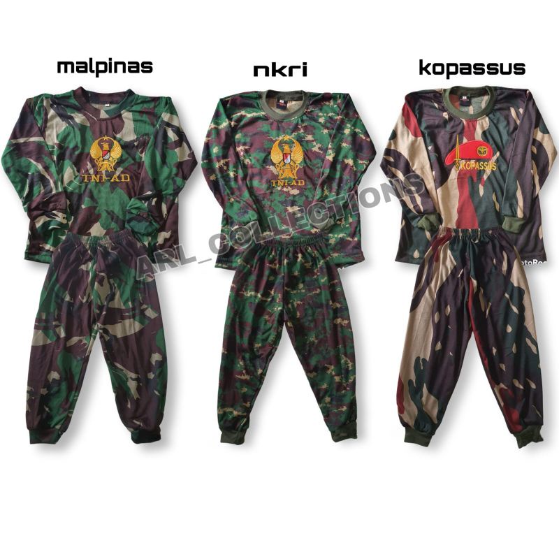 setelan kaos anak loreng / training anak loreng army / setelan trening panjang anak loreng