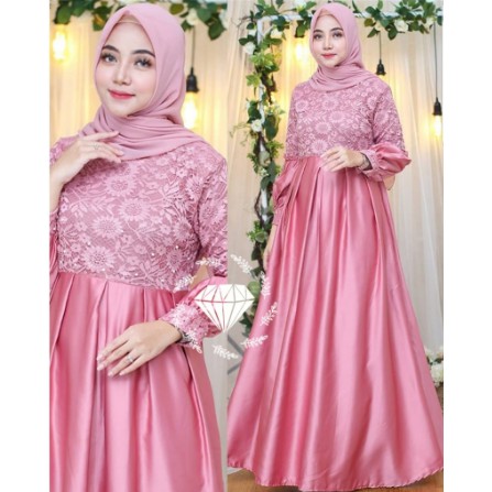 GAMIS SYAR'I AINUN Gamis Brukat Terbaru Gamis Set Khimar Gamis Syar'i Termurah, Gamis Brukat Pesta