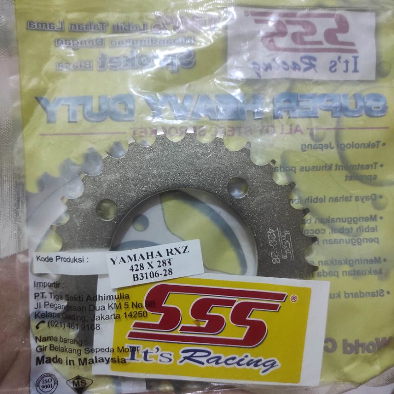 Gear Belakang SSS 428 28 30 31 32 33 34 35 36 37 38 39 40 RXZ RXKing Jupiter Vega MX FIZR-SSS 428-28