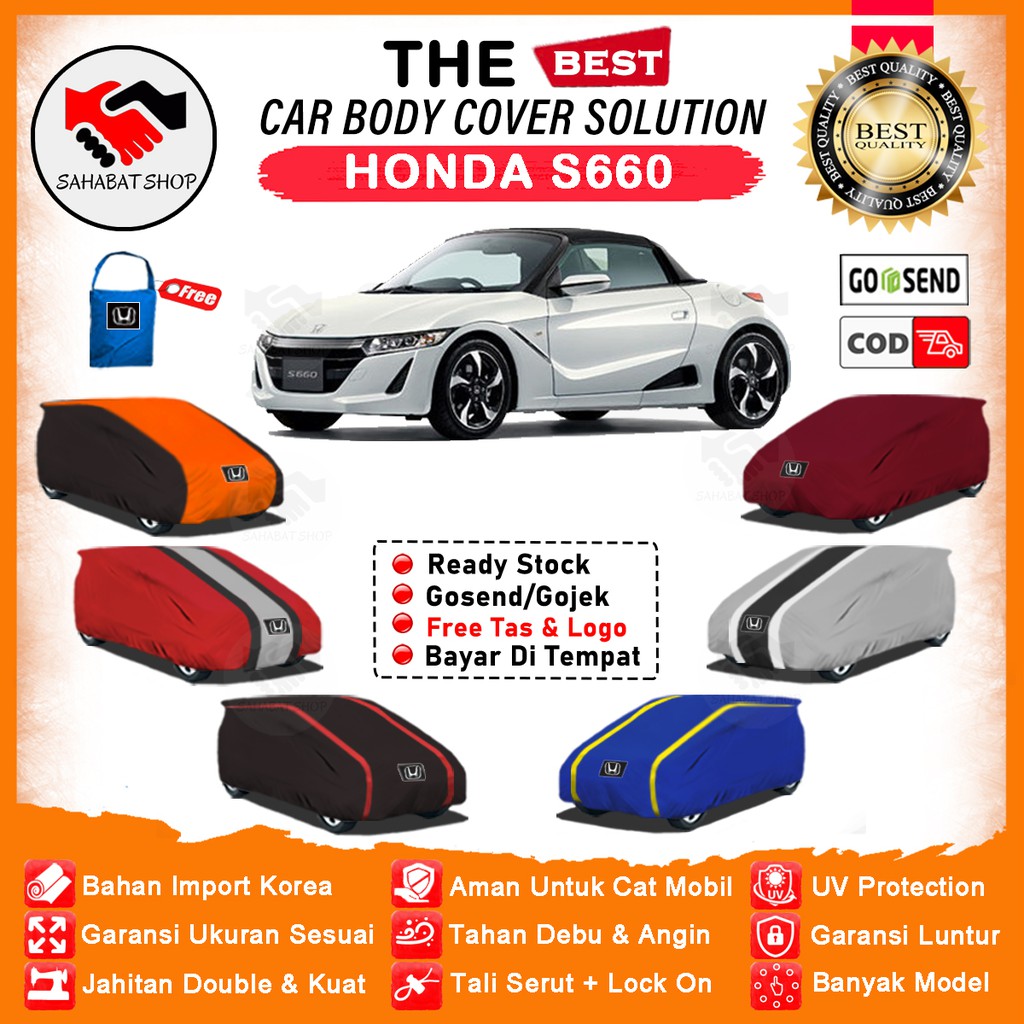 Sahabat Body Cover Mobil S660 / Sarung Penutup Honda S660 Outdoor / Selimut Mantel Tutup Jas Mantol Terpal Kelambu Kerudung Pelindung Pembungkus Kerodong Tutupan Bungkus Mobil Sedan S660 Waterproof Anti Air Model Orange