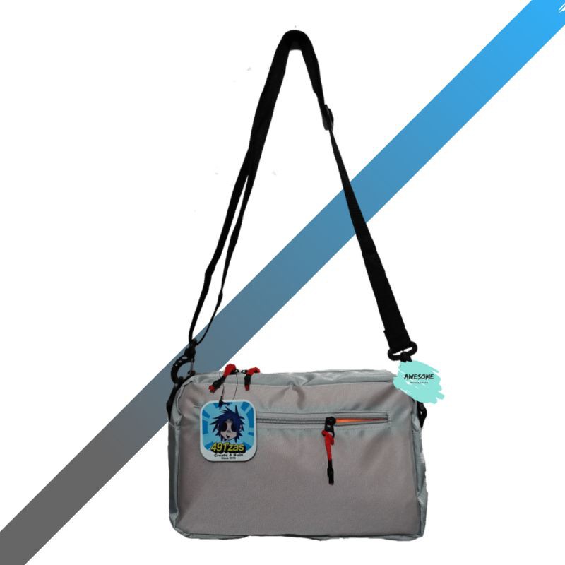 Tas Selempang Distro Casual Trendy / Tas Slingbag Hanzo Abu Muda Tosca
