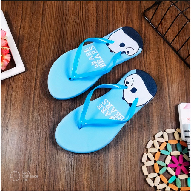 ( BISA COD ) SANDAL JEPIT SENDAL SPON TERBARU MOTIF WE ARE BEAR LUCU IMUT BISA GROSIR