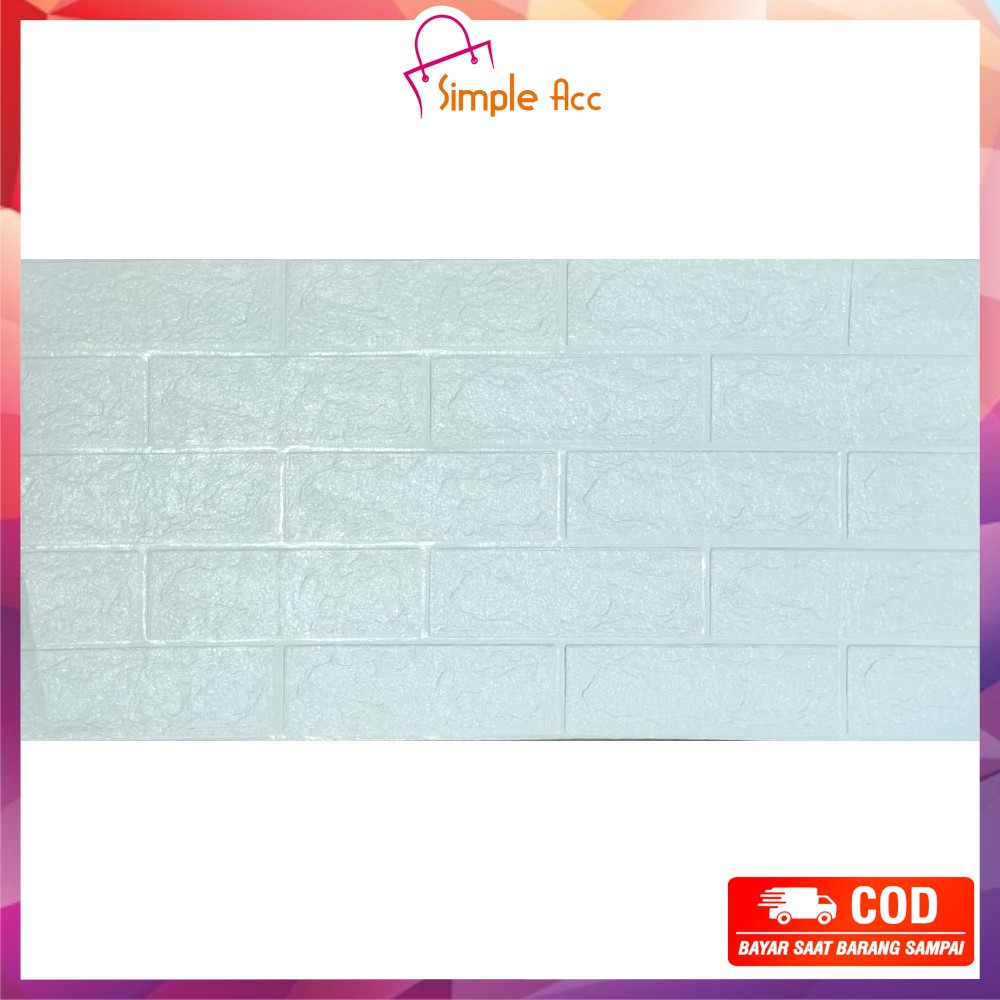 ~COD~ DO-C206 Wallpaper Dinding Foam 3D Kecil Motif Batu Bata/Walpaper Stiker Dinding Dekorasi Kamar-Batu Bata PUTIH