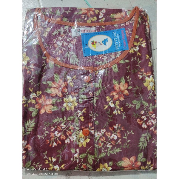 Piyama Cp set celana panjang Katun Motif Bunga Pretty girl-KODE 24A