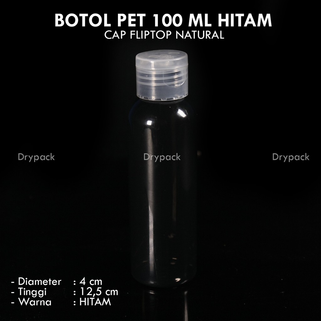 Botol PET 100 ML Hitam Fliptop