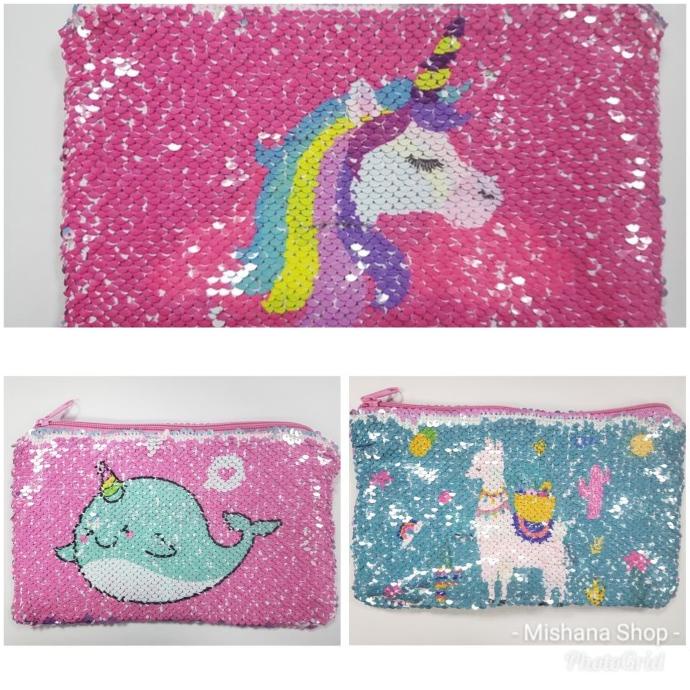 

Tempat Pensil Anak / Pouch Serbaguna Flip Sequin Unicorn Rainbow