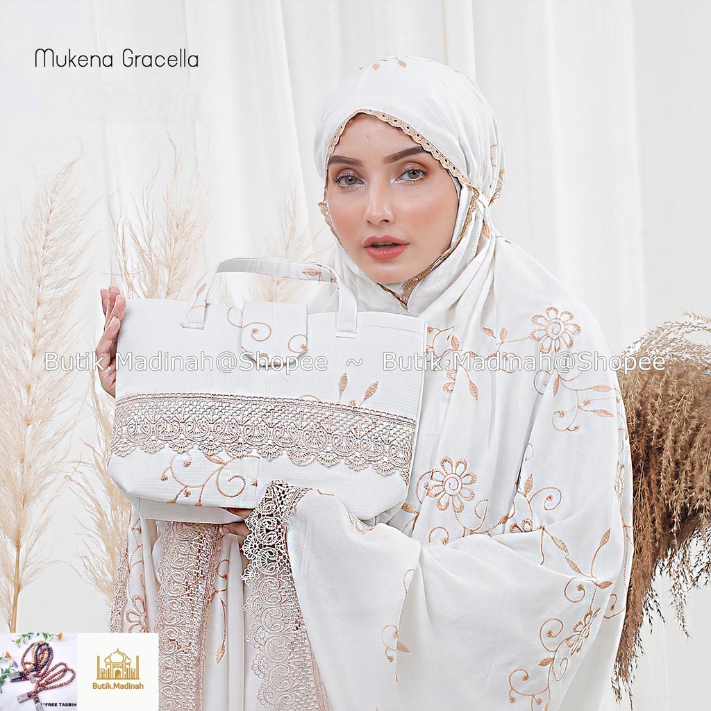 BUTIK.MADINAH MUKENA GRACELLA BORDIR BUNGA TERATAI MEWAH PREMIUM