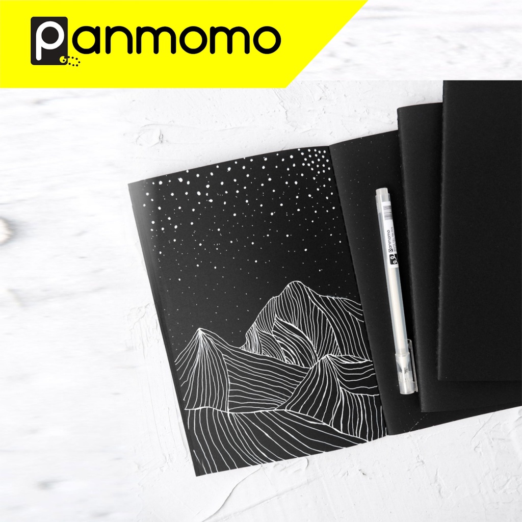 

Panmomo Black Paper Plain Notebook Buku Hitam Polos A6 80gsm (38 Sheets)