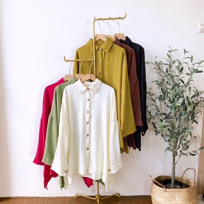 Sabrina Shirt Kemeja Wanita Oversize Atasan Blouse Tunik Cringkle Jumbo