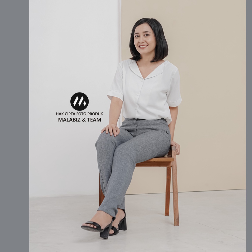 SHANNON GREY - Celana Kantor Wanita Slim Fit Bahan Stretch dan Tebal Celana Formal Wanita Celana Panjang wanita Hitam Celana Dasar Wanita Basic Standar Kerja Malabiz