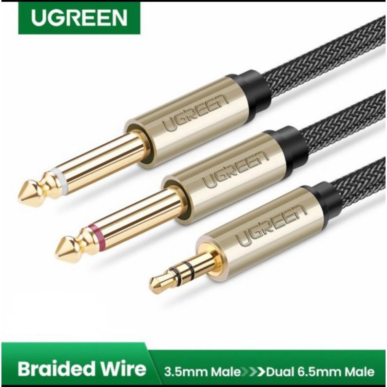 Ugreen Aux Jack 3.5mm to 6.5mm Dual Male - Ugreen Jack 3.5mm to 6.35mm