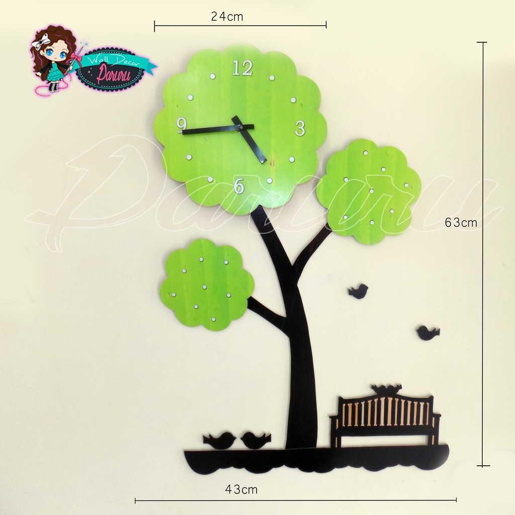 Jam dinding unik lucu - DIY wall clock kode Bee Owl Panda Tree Dino Bird Elephant