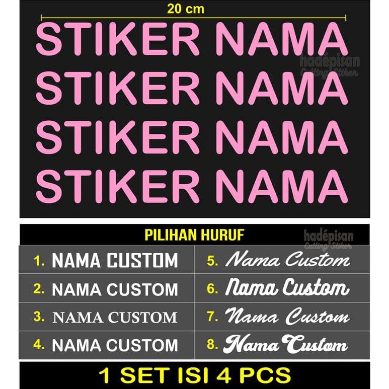 Stiker Cutting Sticker Nama Helm Laptop Motor Custom Shopee
