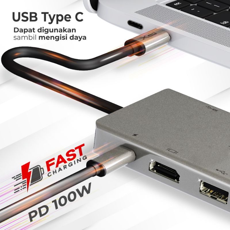 Type-C 3.1 to HDMI LAN SD/Micro SD 3.5mm 12in1 Converter PX UCH012