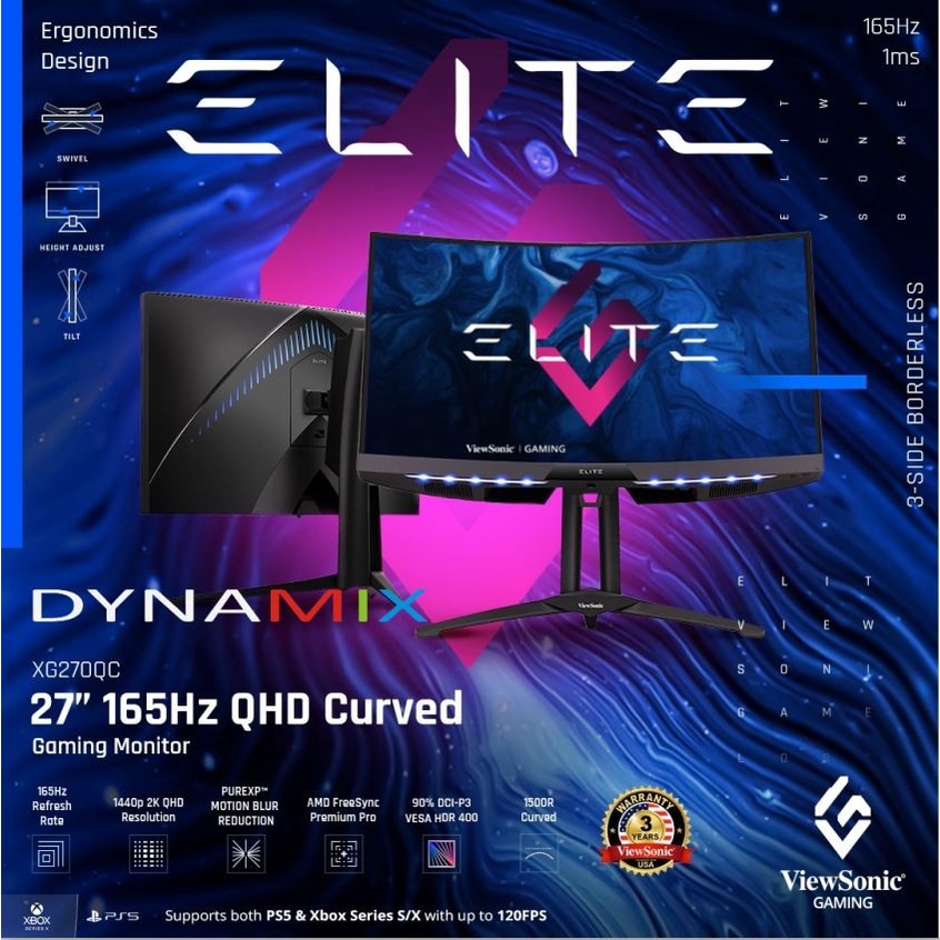 [tanpa palet kayu ya] Monitor Gaming ViewSonic XG270QC - 27&quot; 2K QHD Curved Elite Series 27 inch GARANSI RESMI