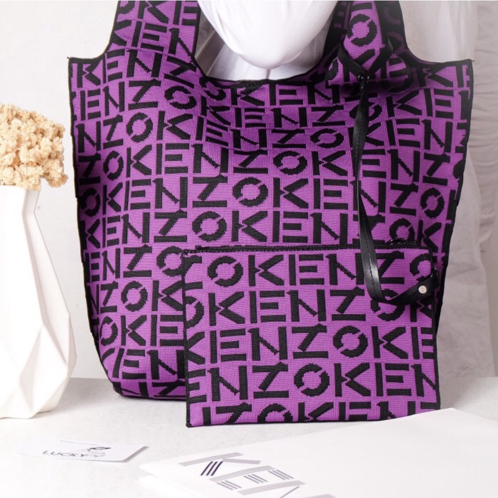 Kenzo Skuba Small Monogram Tote Bag In Purple - ORIGINAL 100%