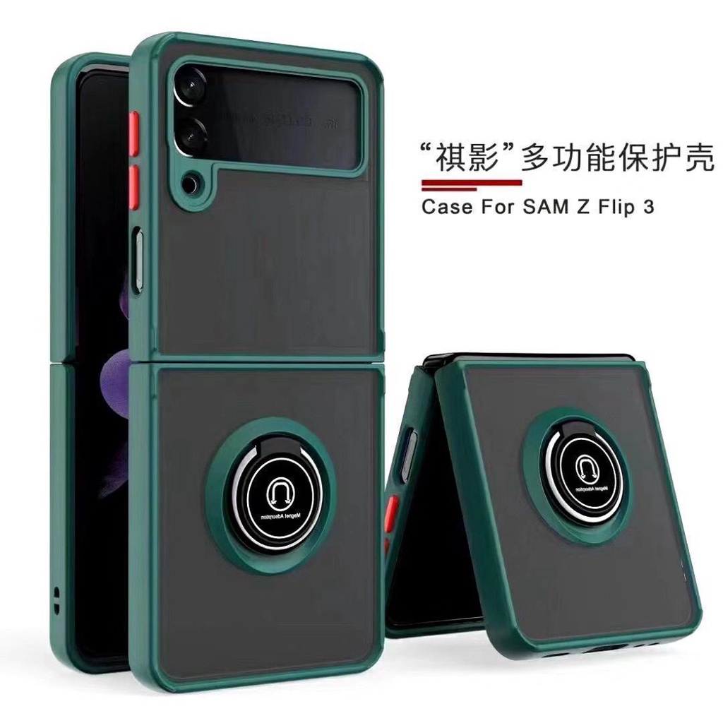 [YWZ] Case Jaz Dove Samsung Galaxy Z Flip 3 5G + Ring Metal Holder Acrylic Soft Case With Ring Standing 1:1 Like Original