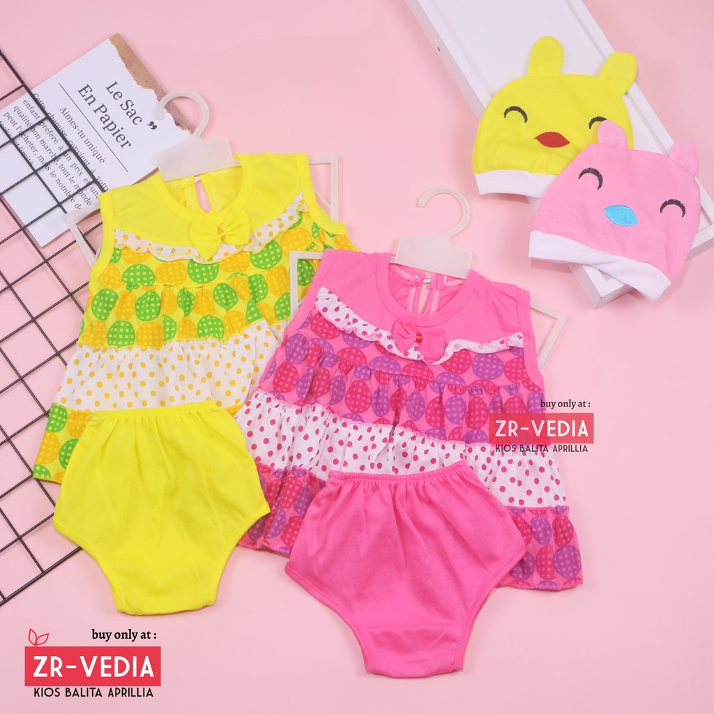 (GRATIS BANDANA/TOPI) Setelan Baby Naomi 0-12 Bulan / Baju Anak Bayi Perempuan Bahan Katun New Born Kiosbalitaaprillia