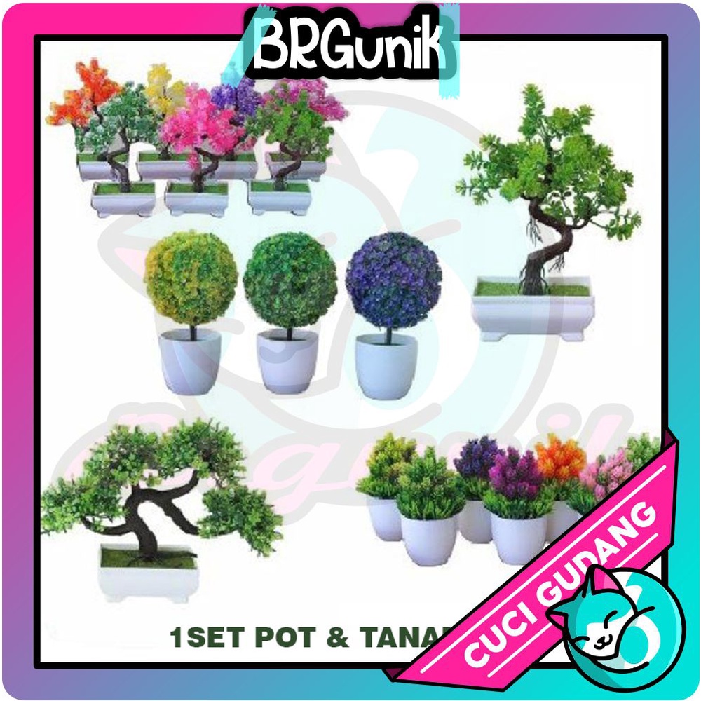 BRGUNIK Ornamen Pot Bonsai Tanaman Bunga Pajangan Dekorasi Rumah Tanaman Hias Plastik Murah Impor R083 R084 R085 R086 R161