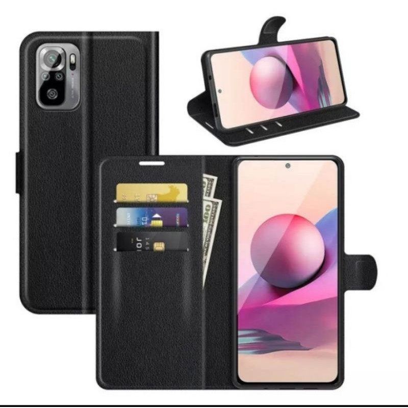 Flip Cover Kulit Leather Case Xioami Redmi Note 10 / Note 10 Pro Book Cover Dompet