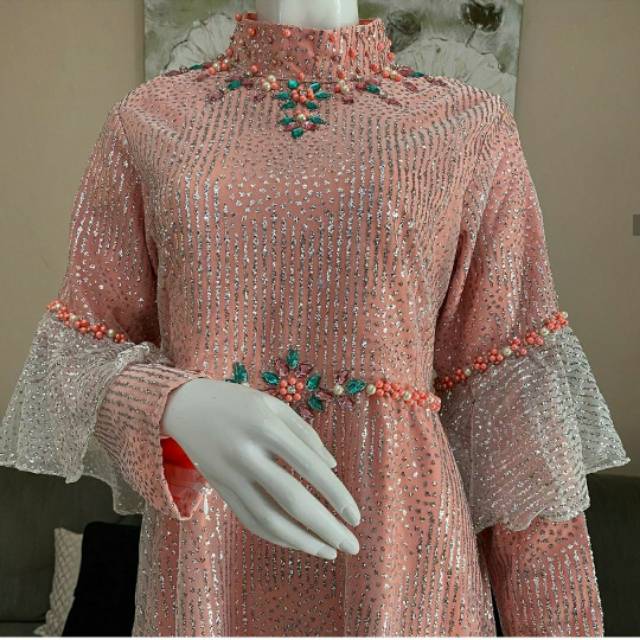 Gaun pesta muslim tile sugar candy /gamis akad /dress pesta