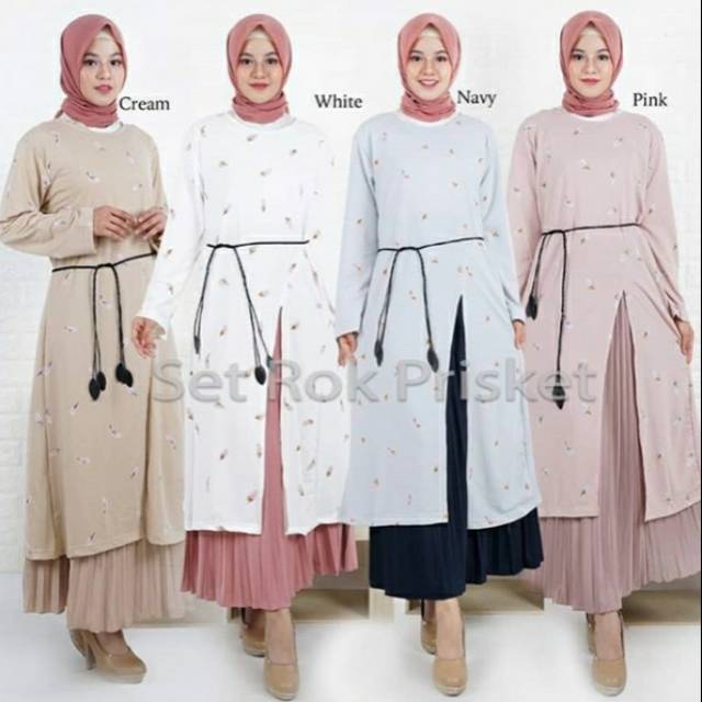 SET TUNIK ROK PLISKET
