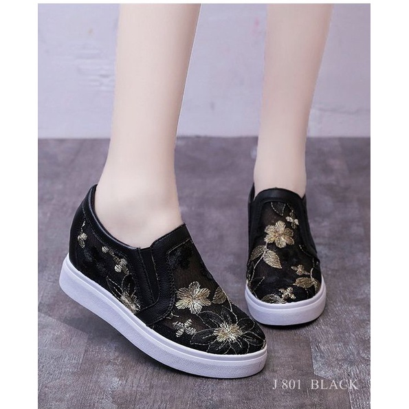 SEPATU BROKAT FLOWER WEDGES SHOES ANNABEL 801