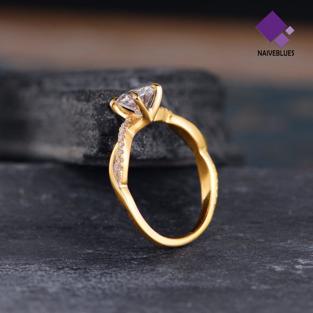 Naiveblue &gt; Cincin Kawin Elegan Aksen Zircon Full Berlian Imitasi Untuk Perhiasan Wanita