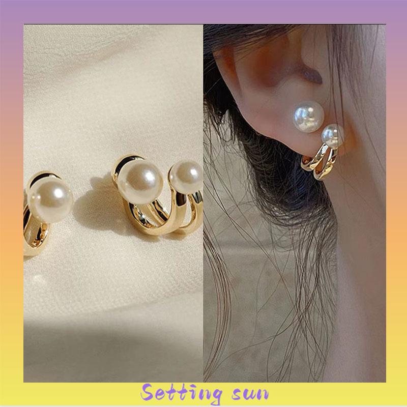 Anting Stud S925 Silver Needle Aksen Mutiara Gaya Korea Untuk Wanita TN