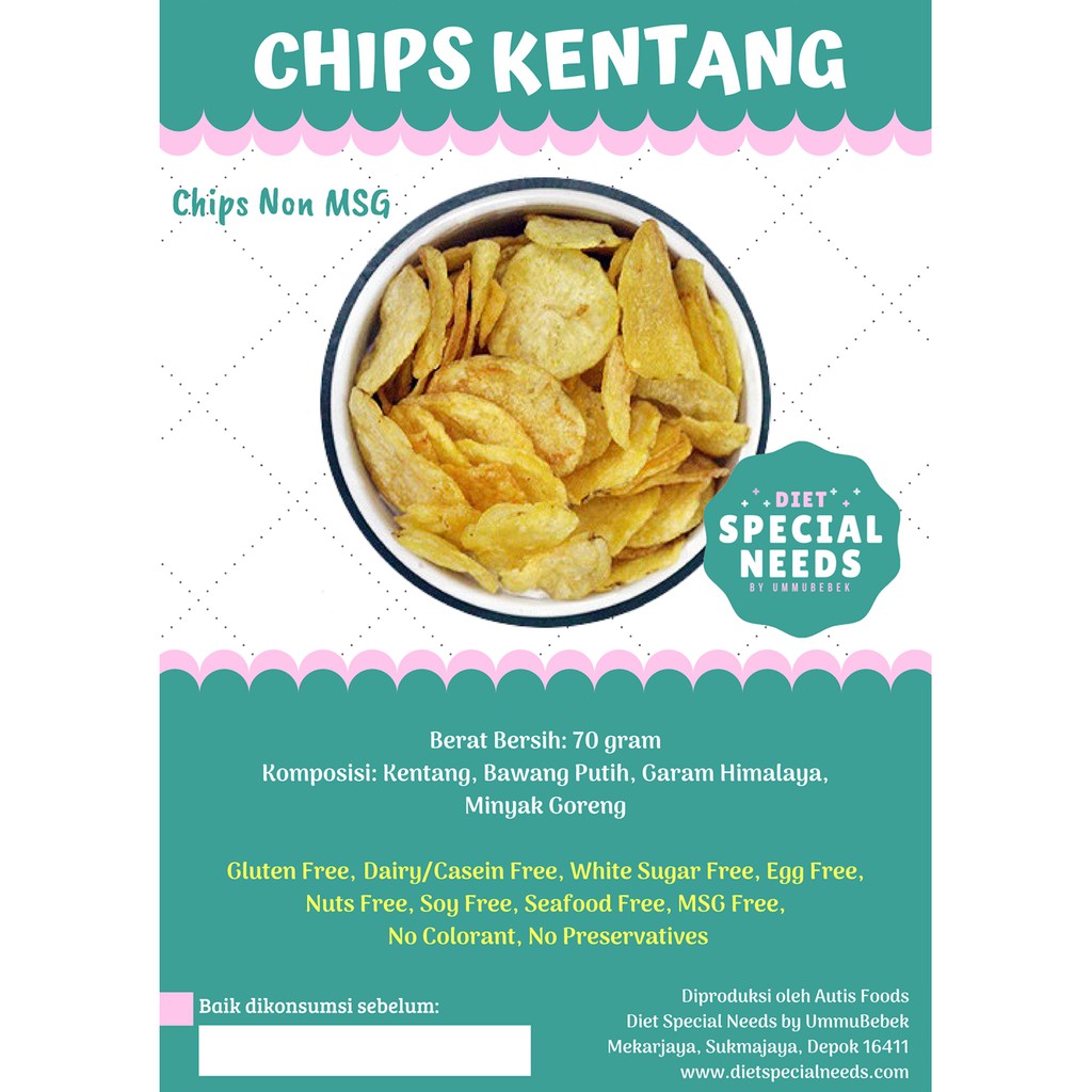 Keripik Kentang Gluten Free Egg Free Dairy Free Non Msg Garlic Free Diet Special Needs Shopee Indonesia