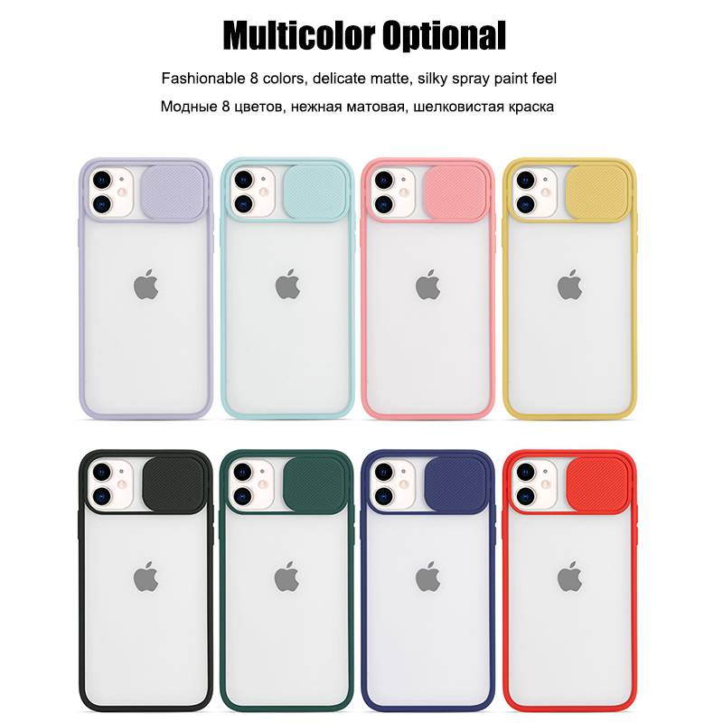 For iPhone 11 12 Mini Case 11 Pro Max Push Camera Protection Matte Clear Shockproof Case For iPhone XR X XS Max 8 7 Plus Cover