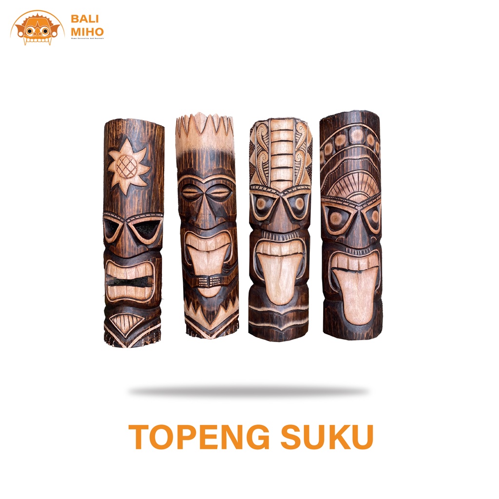Dekorasi Dinding Topeng Suku Tiki lidah 50 cm - Topeng Suku Etnik - Topeng Suku Asmat - Dekorasi Din